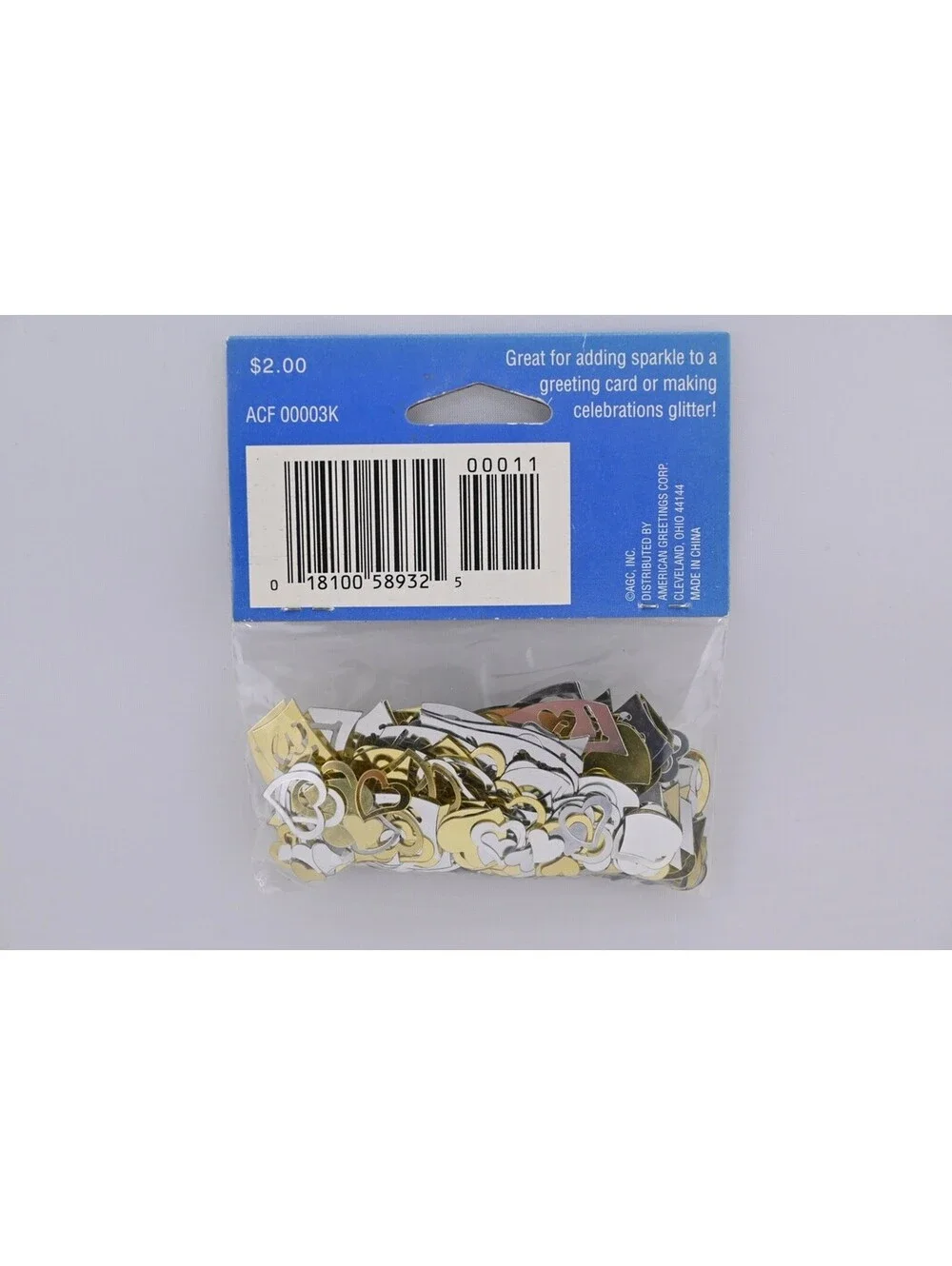 American Greetings Confetti Love Hearts Silver & Gold Valentine's Day Table Deco
